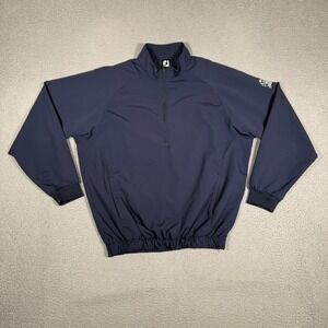 Footjoy Windbreaker Mens Medium Navy Blue 1/2 Zip Pullover Valencia Golf Club